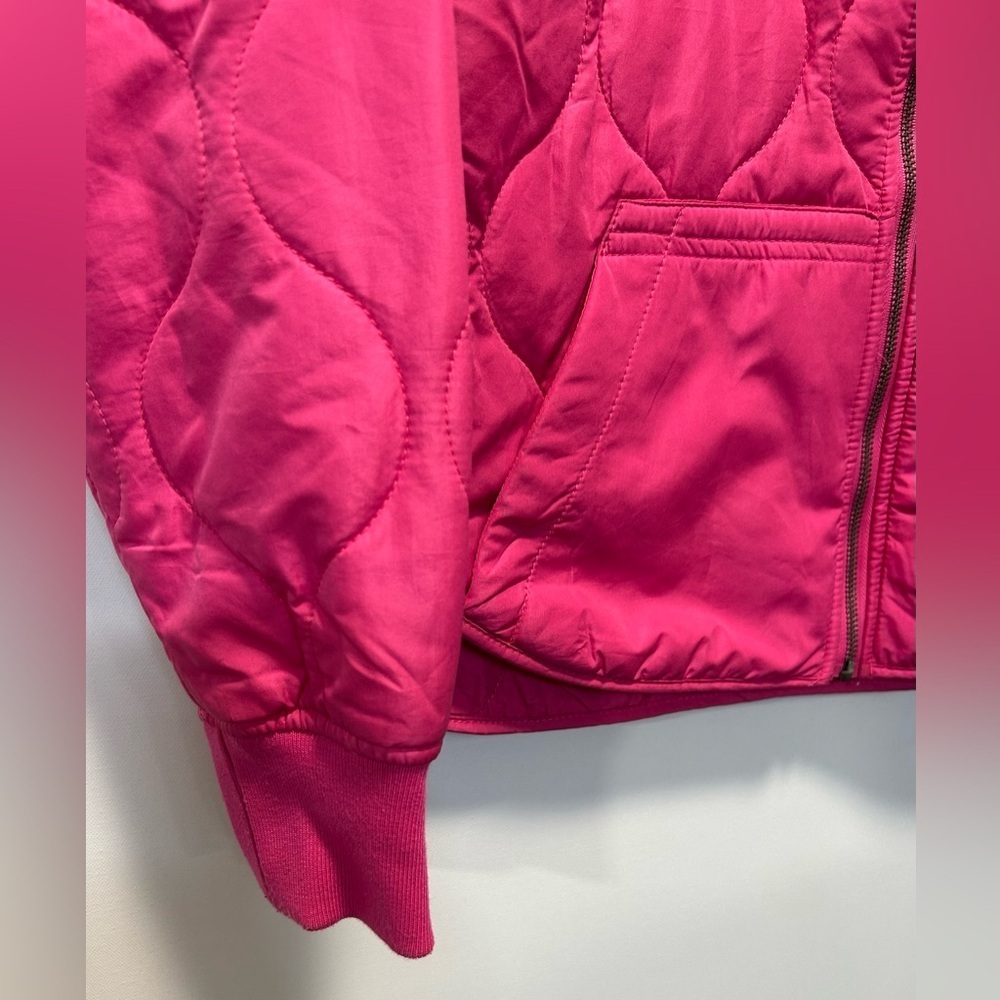 Thread & Supply Hot Pink Quilted Barbiecore Military Style Bomber Jacket Size M - Picture 5 of 8